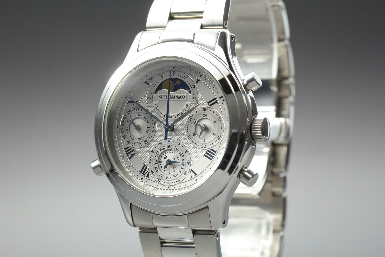 SHELLMAN Grand Complication 6770-H13332 TA Moon Phase 41mm Men's Qz Watch JAPAN