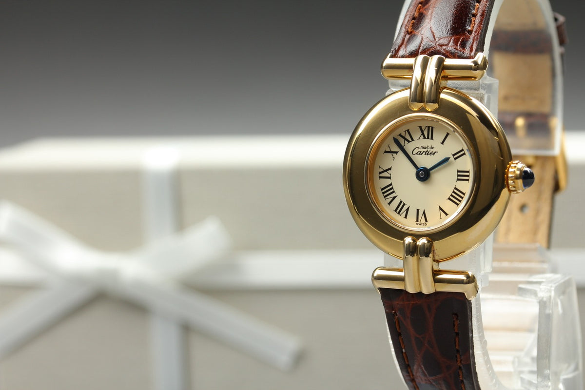 Cartier Must Colisee Vermeil 590002 Brown Gold Women's Quartz Watch Vintage
