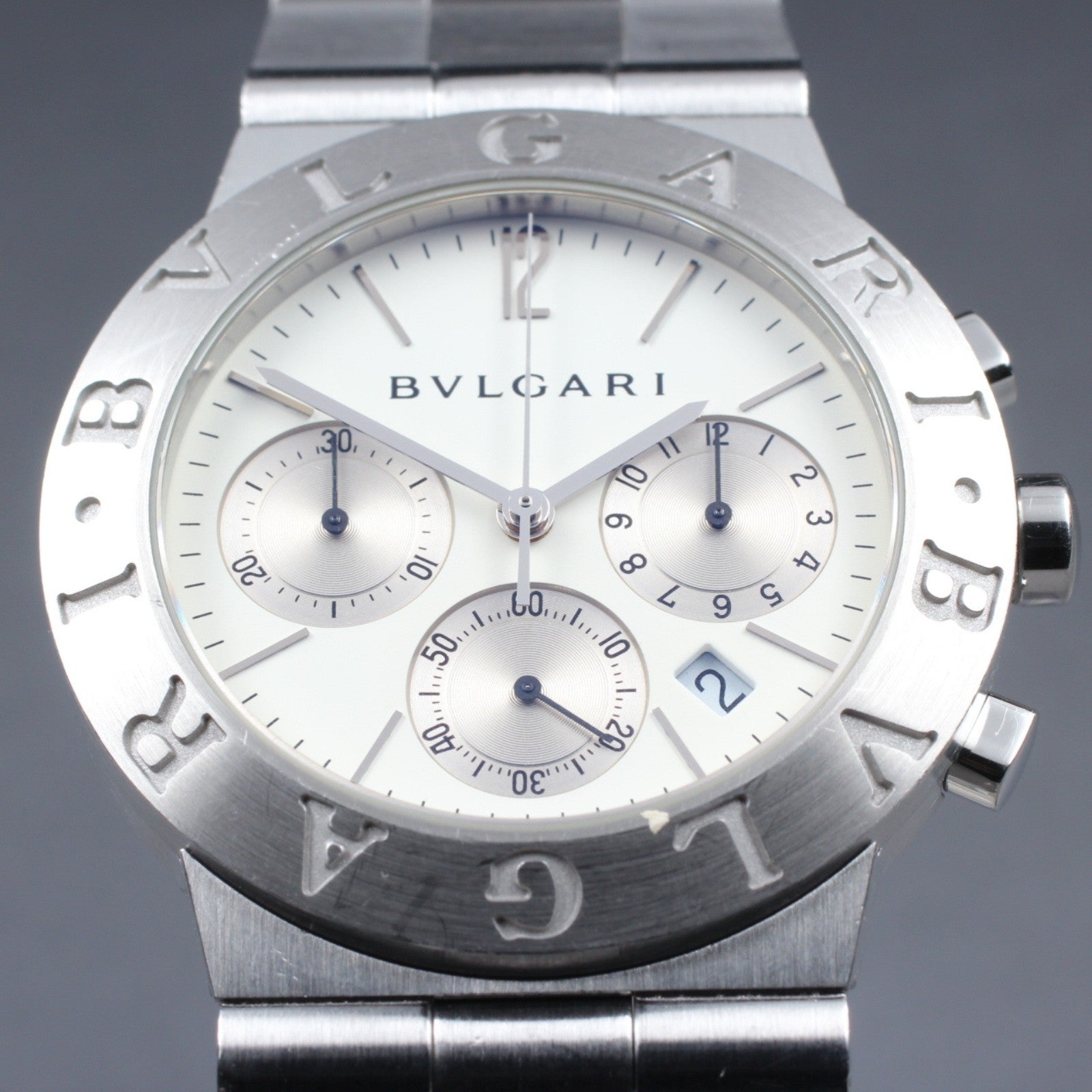 overhauled BVLGARI Bvlgari Diagono CH35S White Quartz Men's Watch 36mm JAPAN Box
