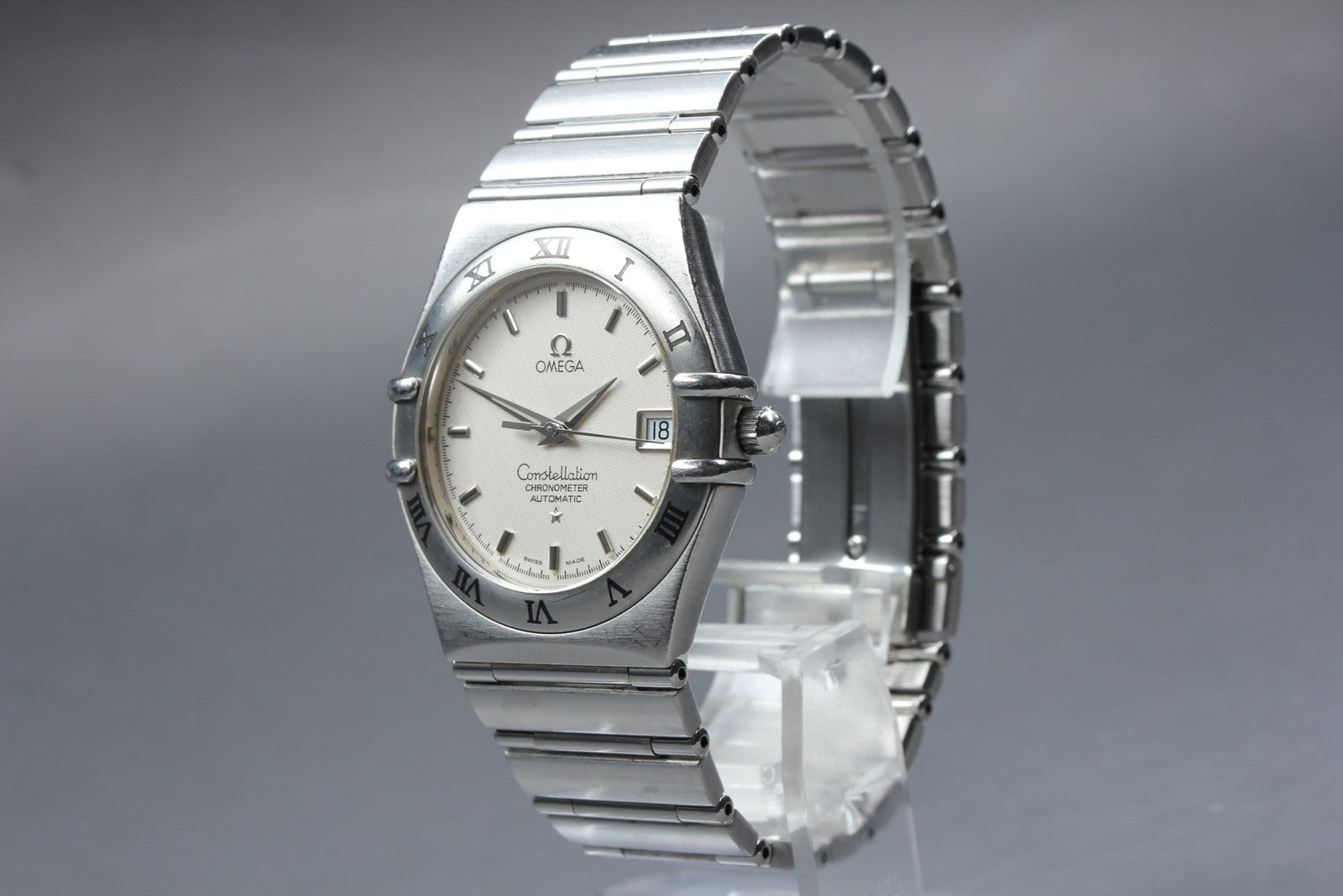 Vintage OMEGA Constellation 1502.3 Automatic White Date Men's Watch 35mm JAPAN