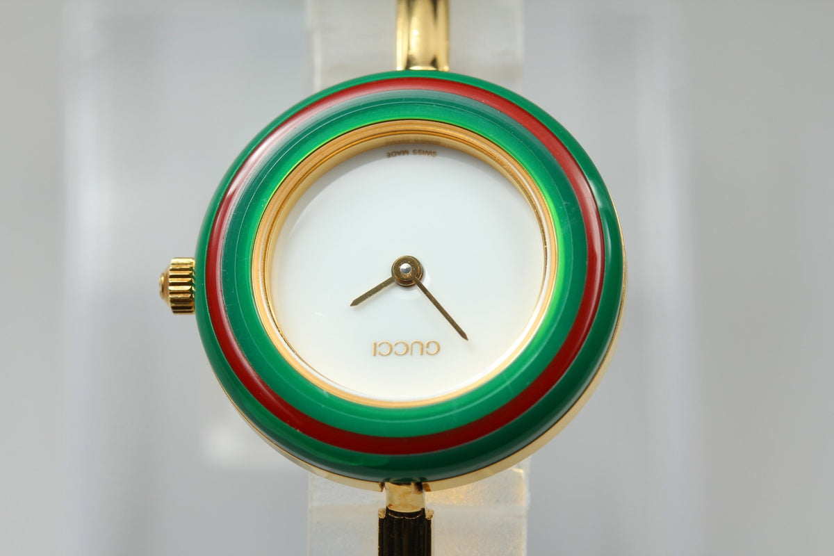 New Batt GUCCI Change Bezel 11/12.2 12Color Quartz Women's Watch w/Box JAPAN