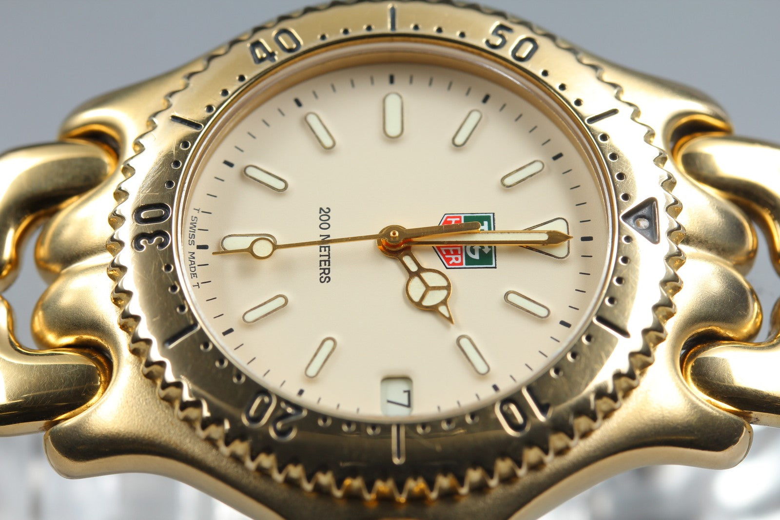 Vintage TAG Heuer S/el S94.706M Date 37mm Gold Cream Dial Men's Quartz Watch
