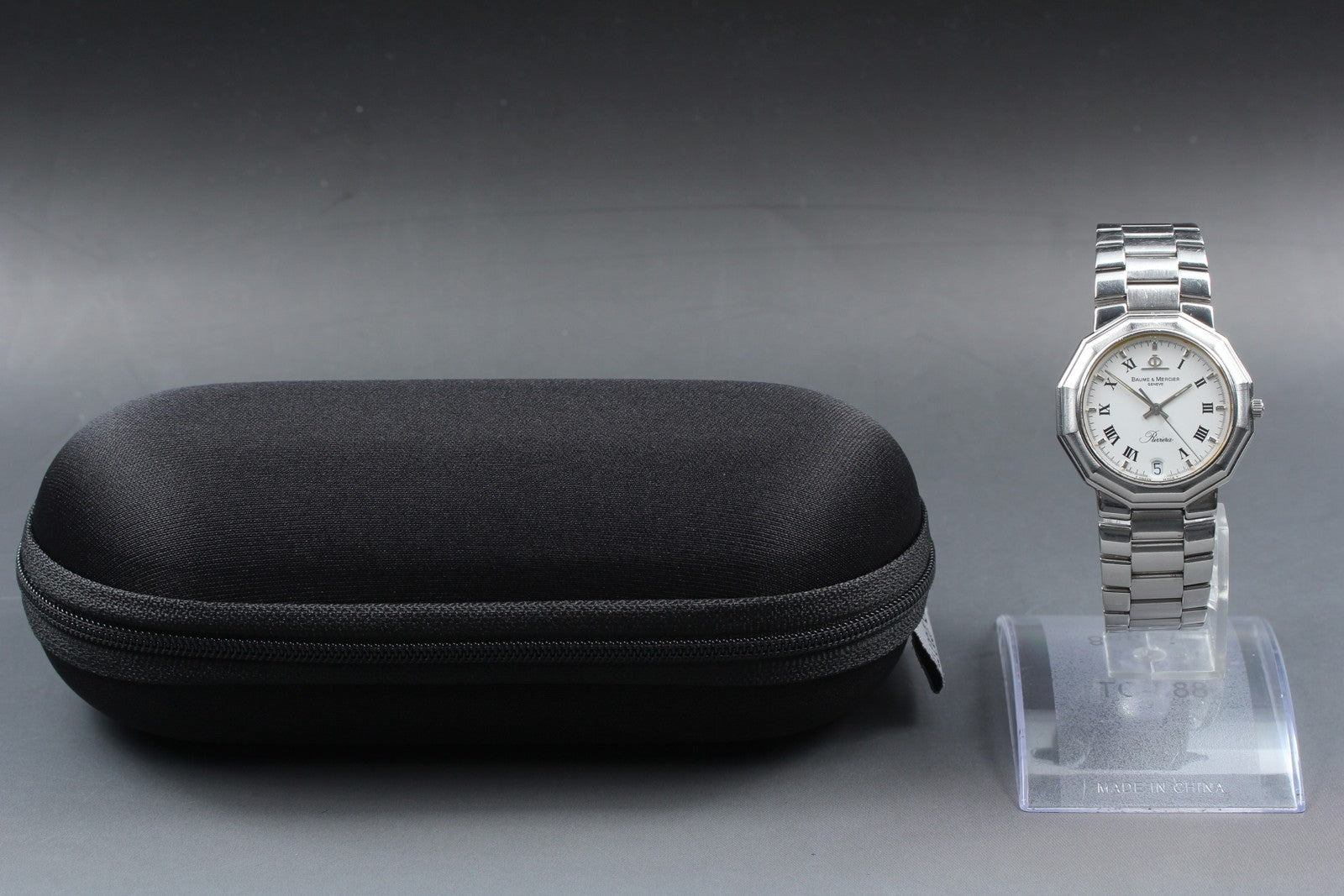 New Batt Baume & Mercier Riviera 5131 Silver Quartz Date Men's Watch 33mm JAPAN