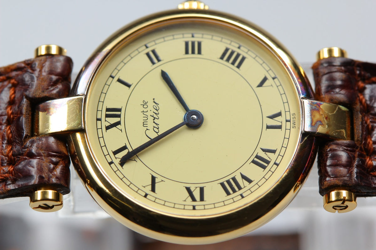 New Batt Cartier Must de Cartier Vendome 18 Quartz Women's Watch From JAPAN Box