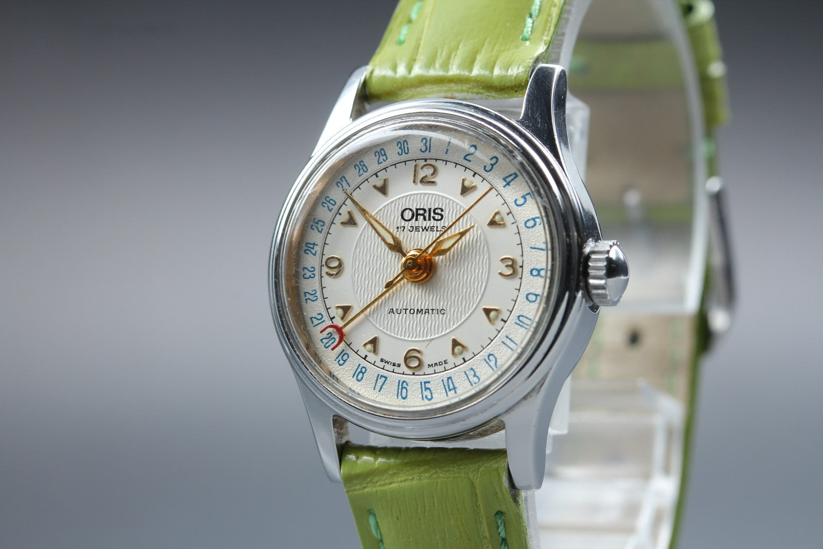 Vintage Oris Pointer Date 7405 Silver Automatic Date 26mm Women's Watch JP Exc+5