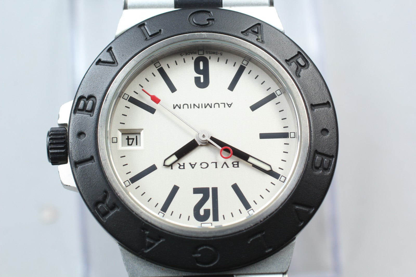BVLGARI Aluminum AL38TA Silver Dial Date Automatic Men's Watch 38mm JAPAN Exc+5