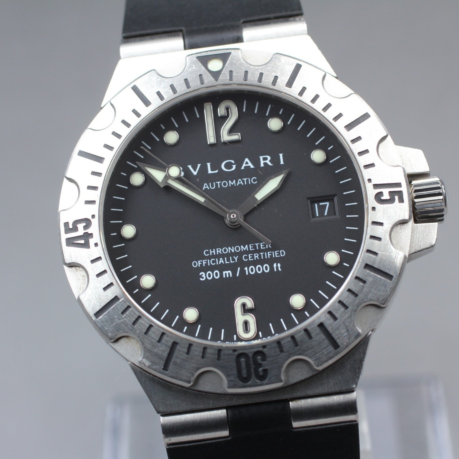BVLGARI Diagono Scuba SD40S Date black Dial Automatic Men's Watch JAPAN
