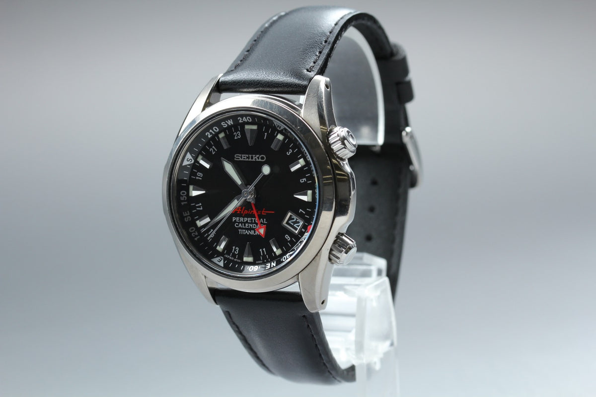 SEIKO Alpinist 8F56-00D0 SBCJ019 Perpetual Calendar Titanium Men's Watch JAPAN