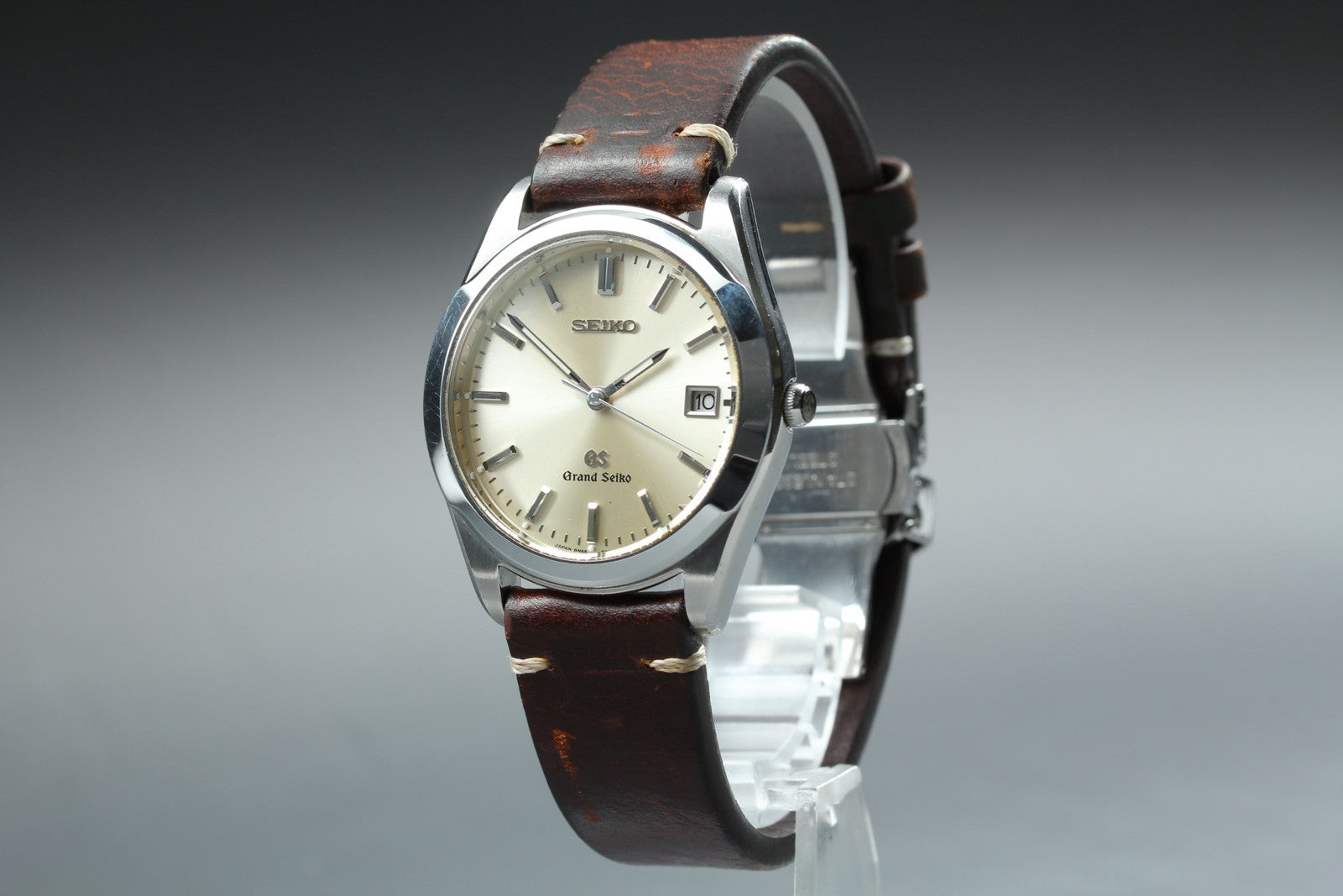 New Batt Vintage SEIKO Grand Seiko 8N65-8000 Quartz Men's Watch 35mm From JAPAN