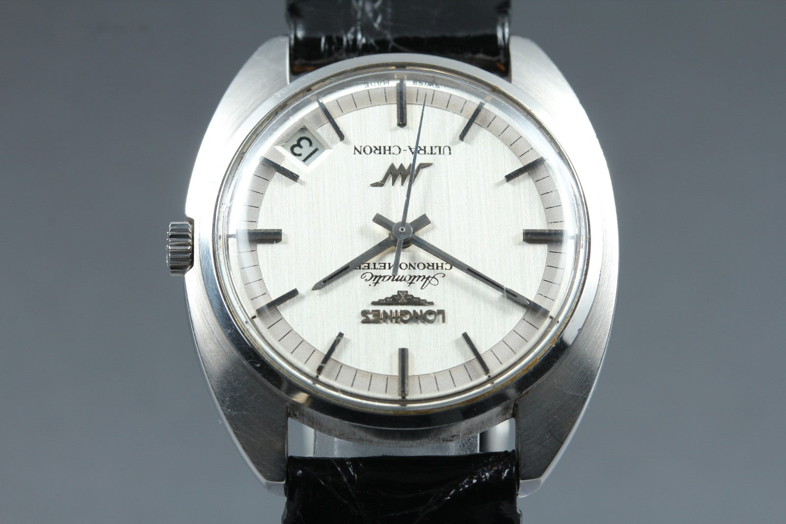 Vintage LONGINES ULTRA-CHRON Chronometer Date Silver Men's Watch 34mm JP JAPAN