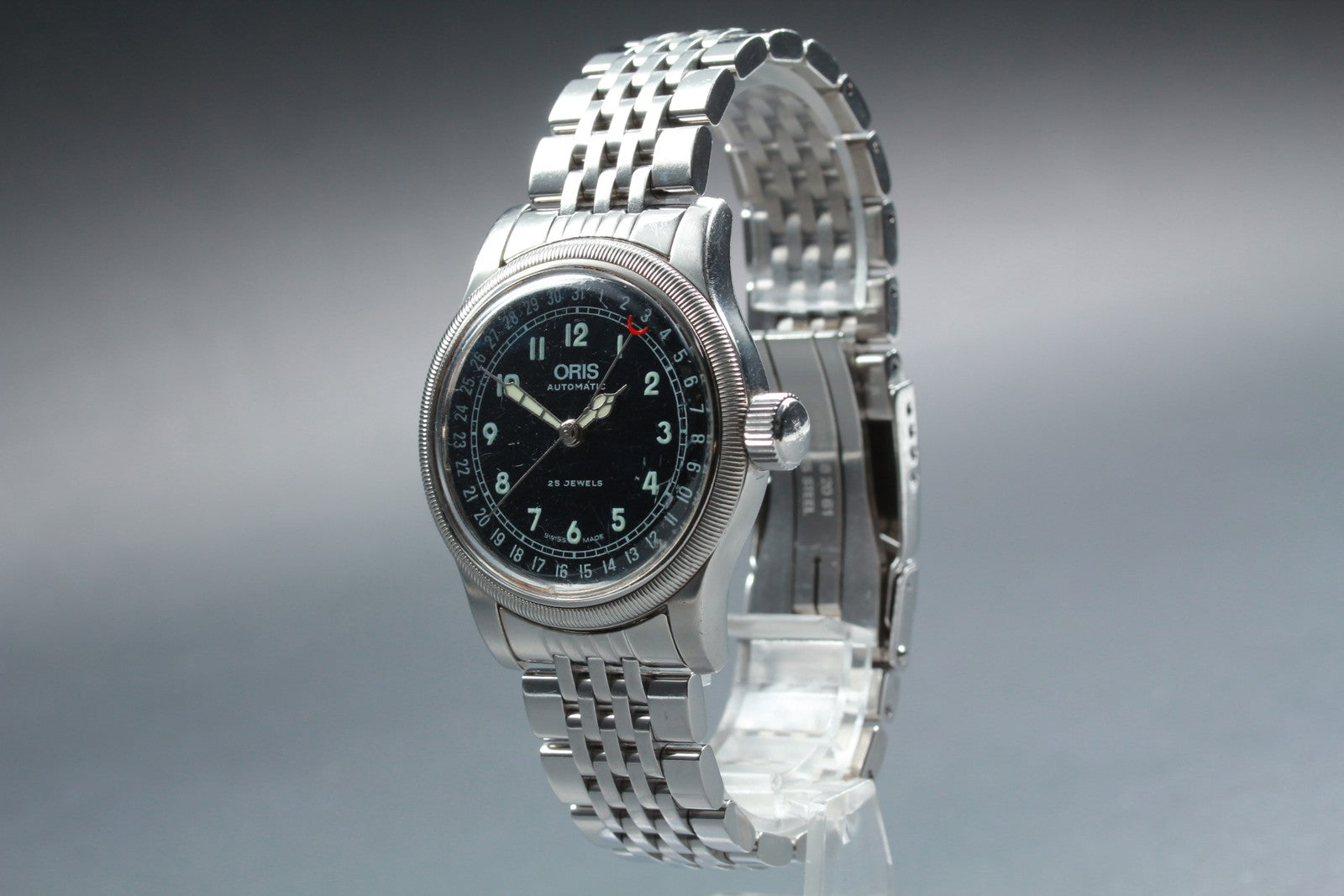 Vintage ORIS Big Crown Pointer Date 7543 Black Men's Automatic Watch 40mm Exc+4