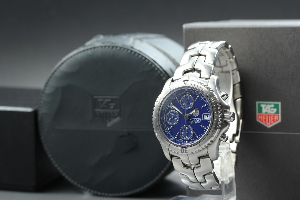 Tag Heuer Link Chronograph CT2110 Blue Dial Date 41mm Automatic Men's Watch Box