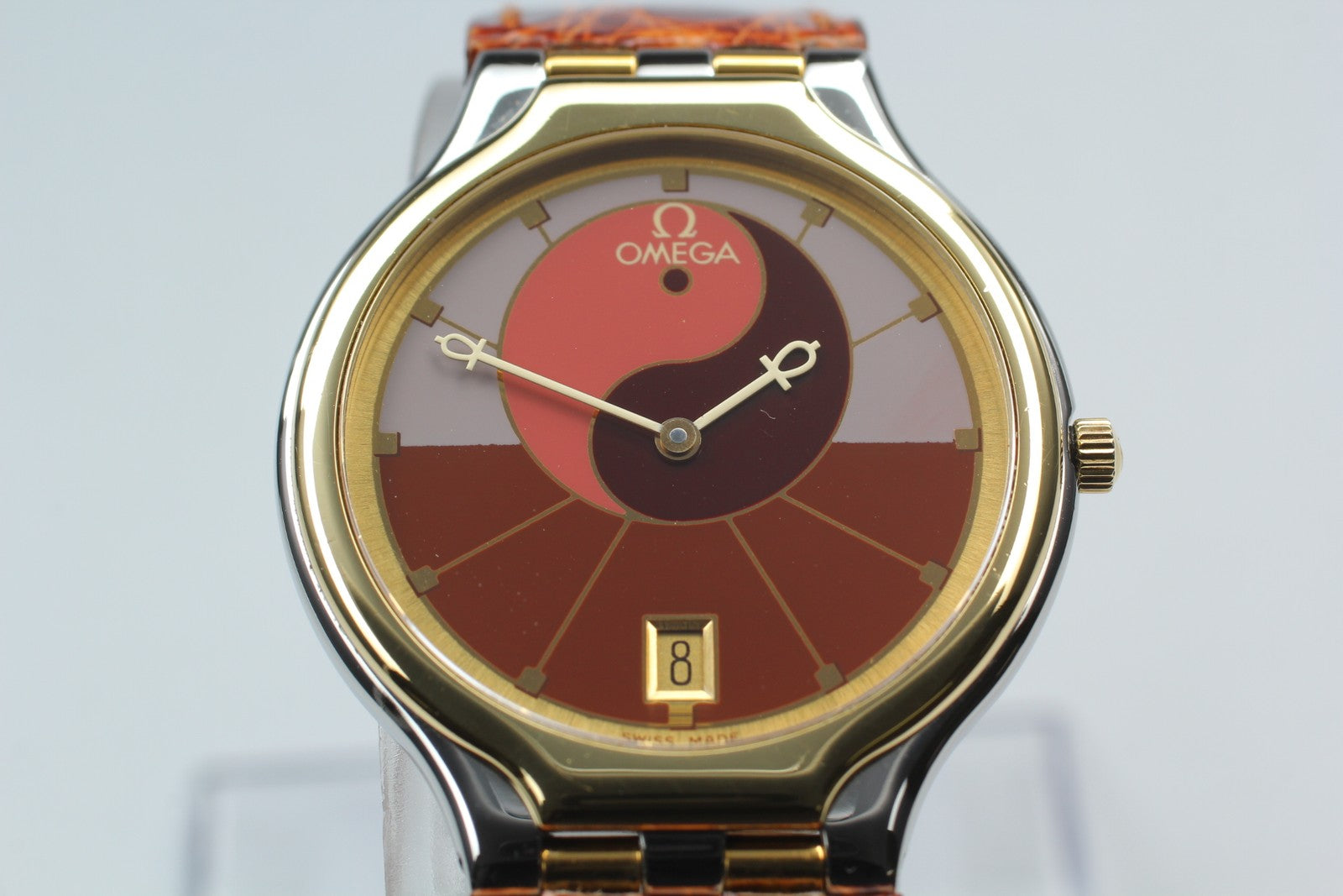 New Batt Vintage OMEGA De Ville symbol Quartz Women's Watch 31mm JAPAN Exc+5