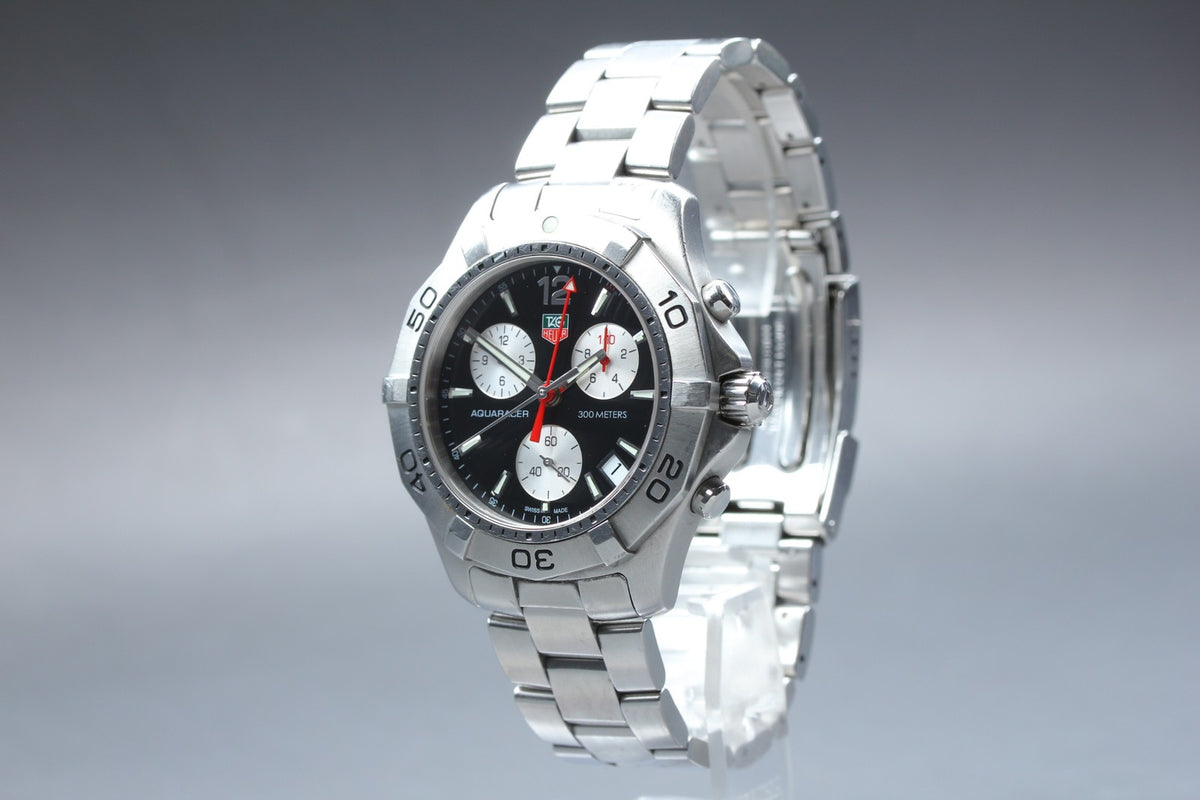 TAG Heuer Aquaracer CAF1110 Chronograph Black Quartz Men's Watch 42mm Box