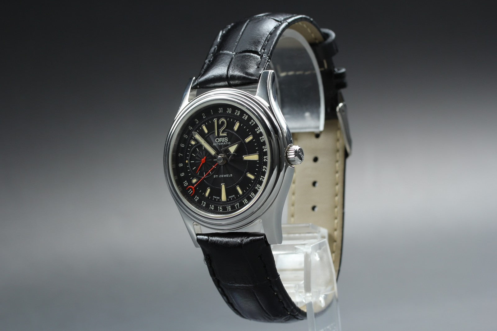 Vintage ORIS Pointer Date 7476 Automatic Black Date Men's Watch 37mm From JAPAN