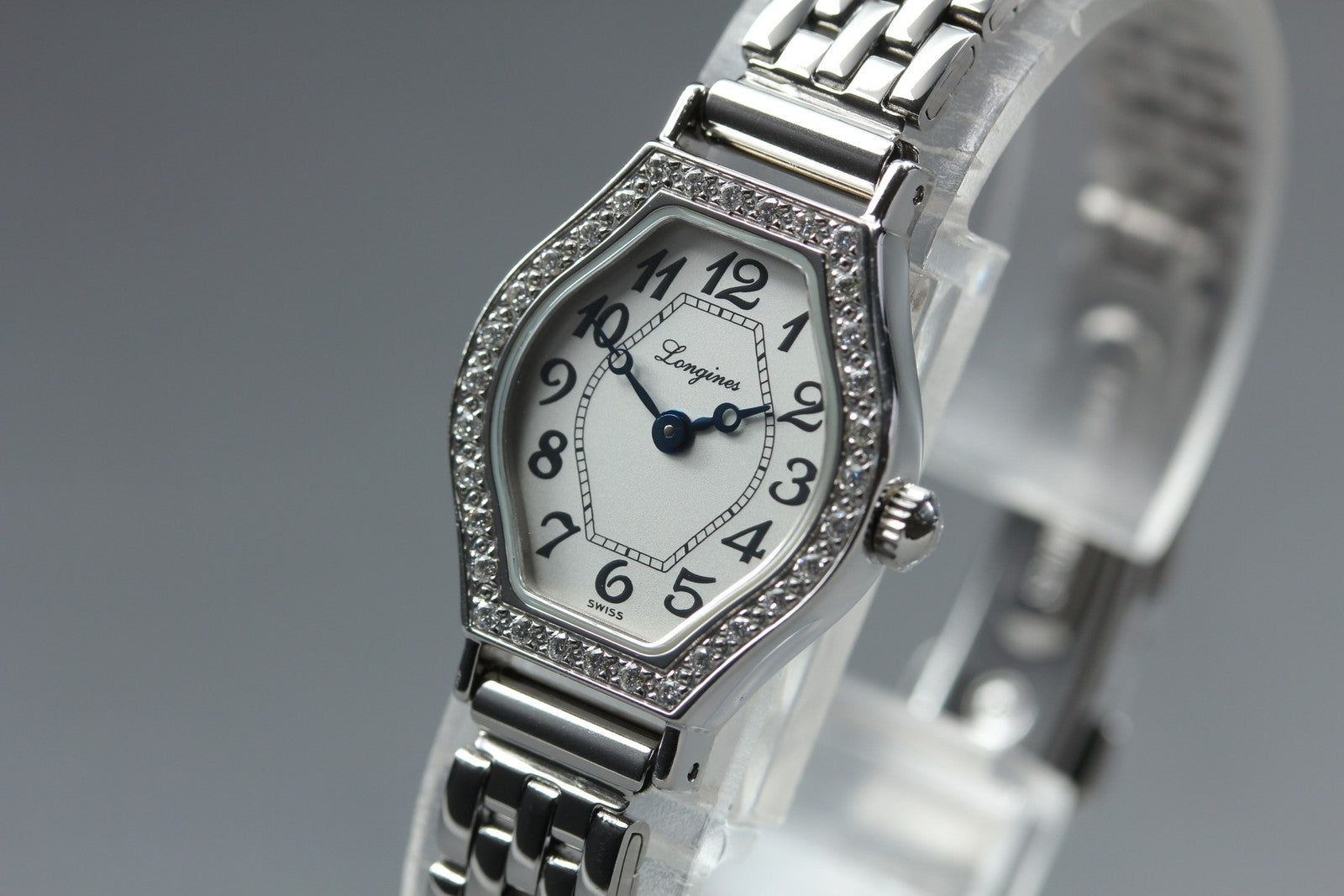 New Batt LONGINES L5.184.0 Quartz diamond bezel Silver Women's Watch 20mm JAPAN