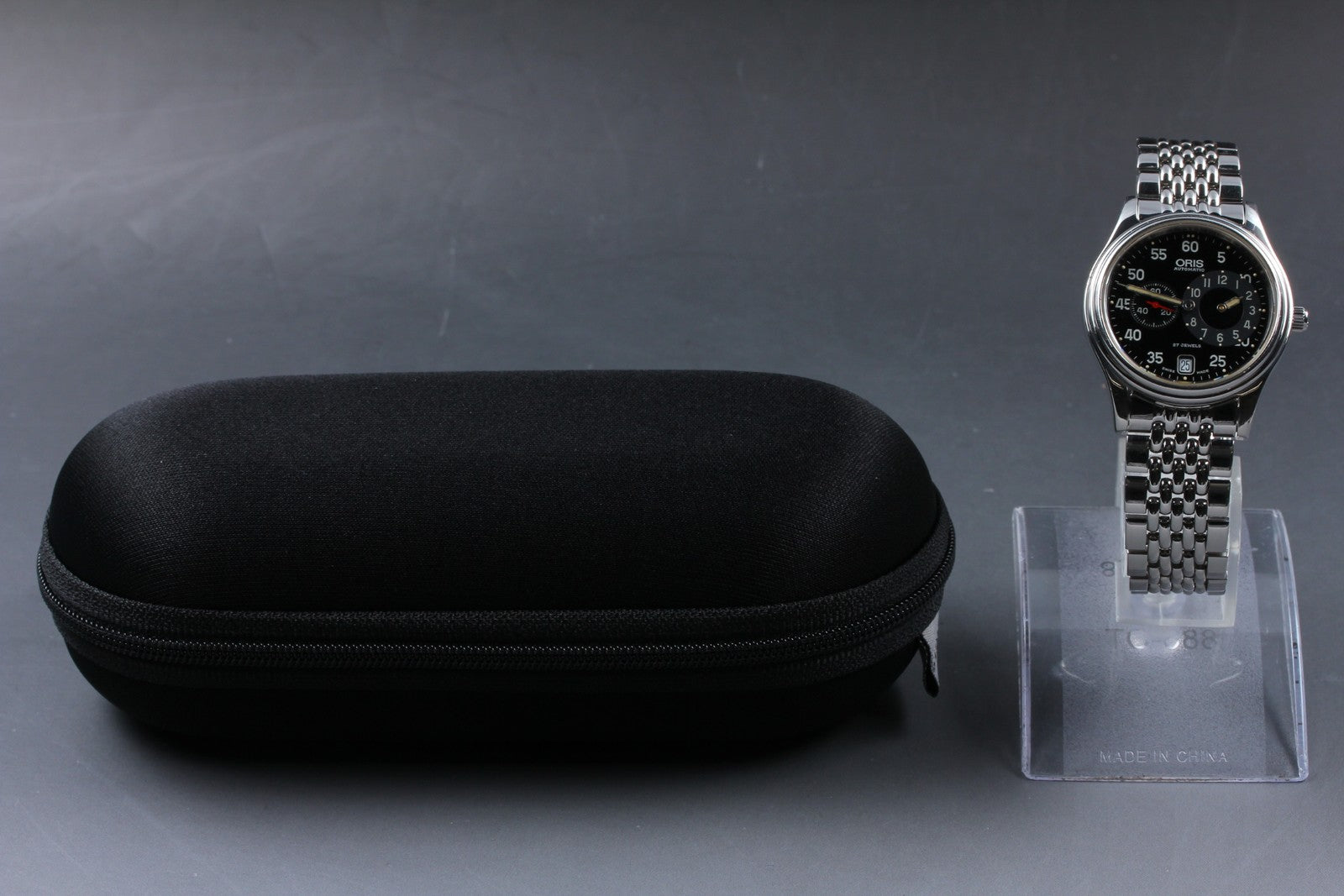Vintage Oris Pointer 7403 Black Men's Automatic Small Second Watch 35mm Exc+5