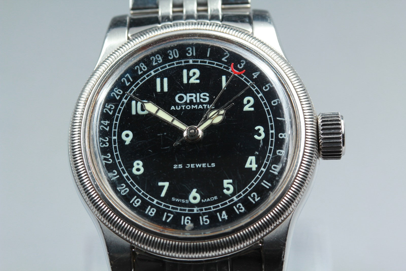 Vintage ORIS Big Crown Pointer Date 7543 Black Men's Automatic Watch 40mm Exc+4