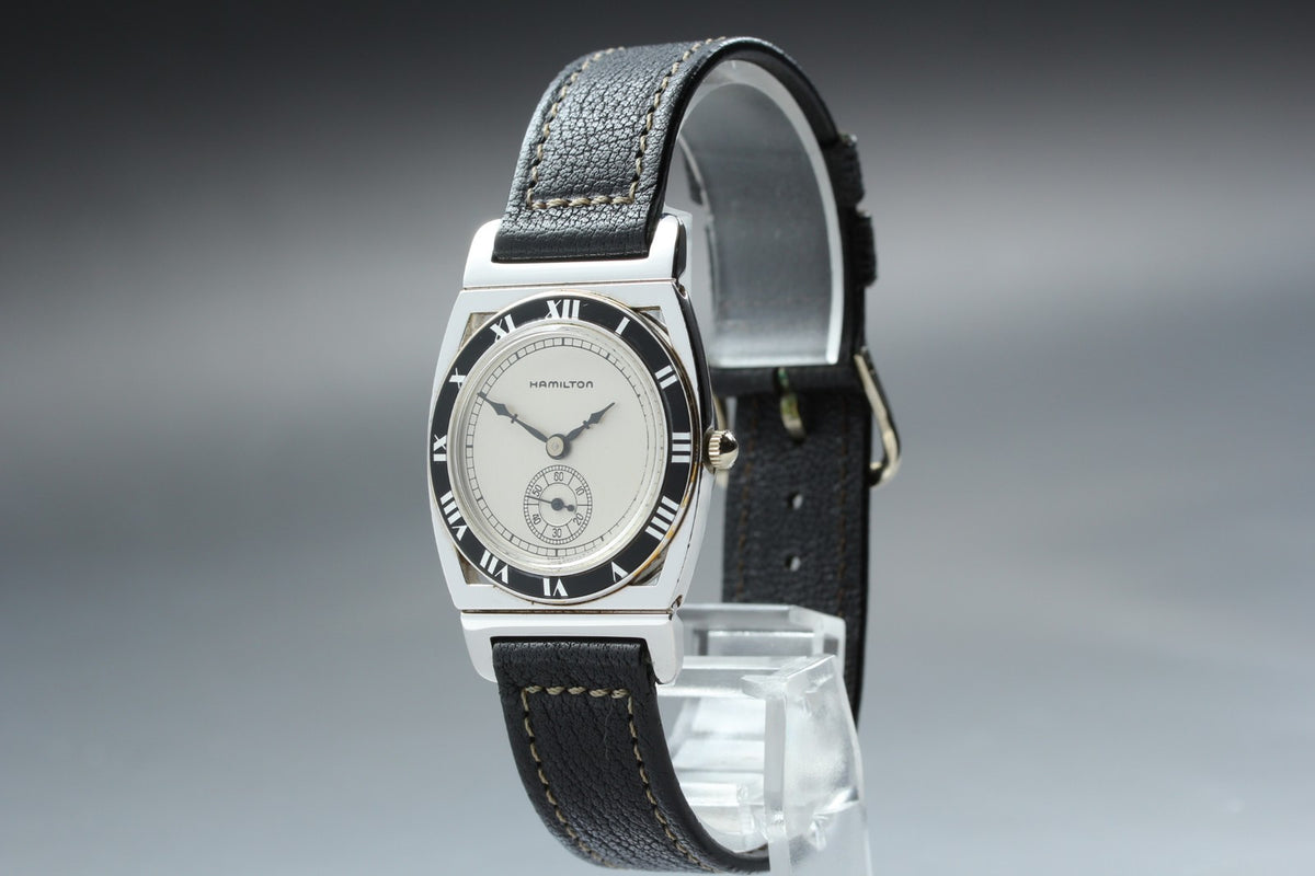 Vintage Hamilton piping Rock Quartz 18k White Gold EP Women's Watch 29mm JAPAN