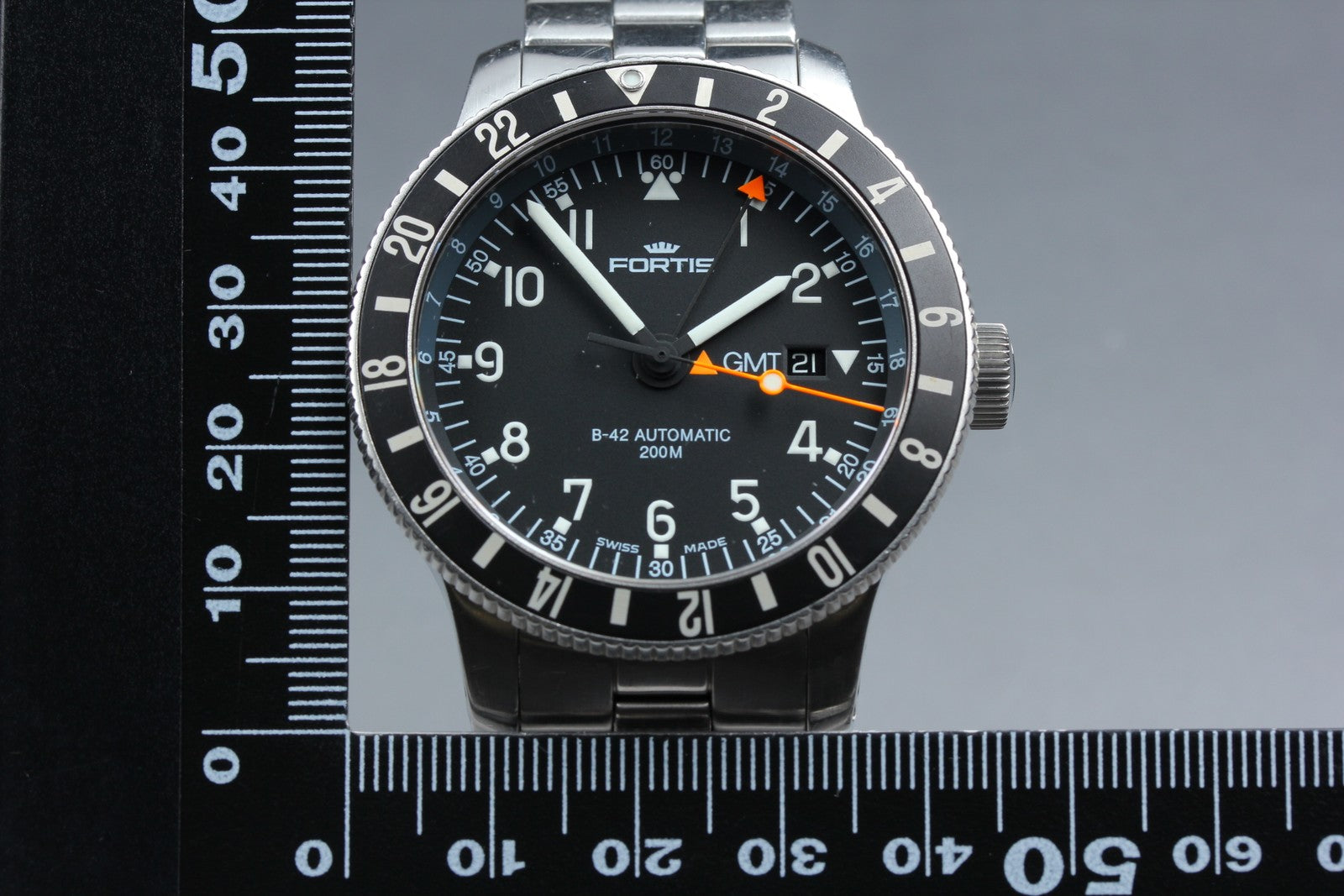Overhauled FORTIS Cosmo Note 649.10.148.3 Automatic Men's Watch 44mm JAPAN