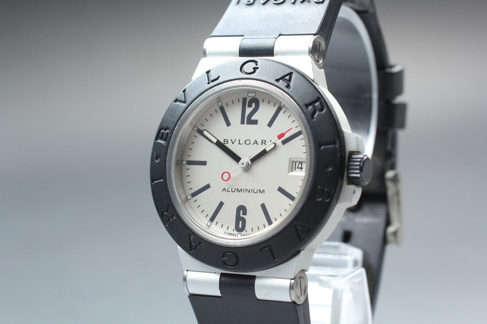 BVLGARI Aluminum AL38TA Silver Dial Date Automatic Men's Watch 38mm JAPAN Exc+5