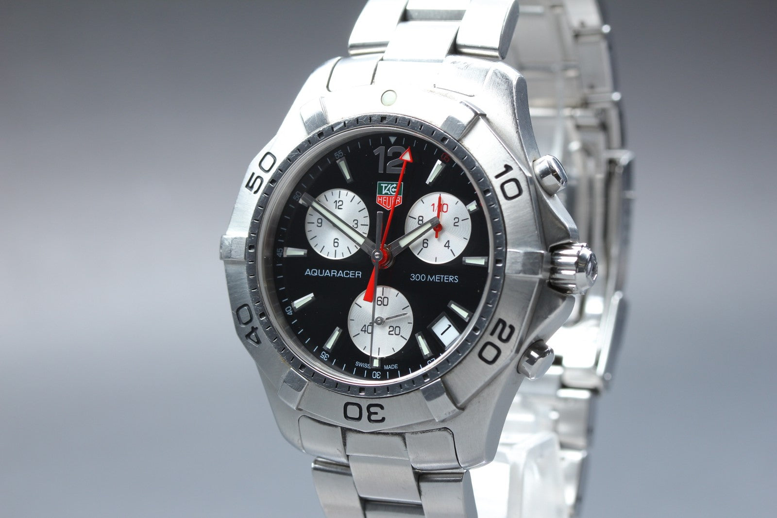 TAG Heuer Aquaracer CAF1110 Chronograph Black Quartz Men's Watch 42mm Box