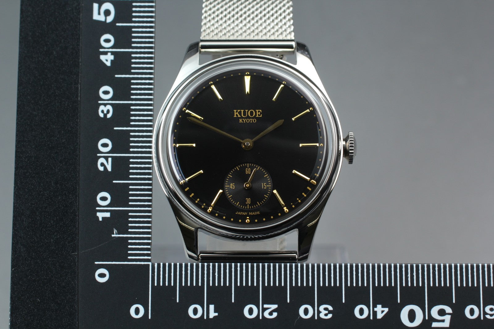 KUOE KYOTO OLD SMITH 90-001 34mm Silver Black Quartz Men's Watch JAPAN