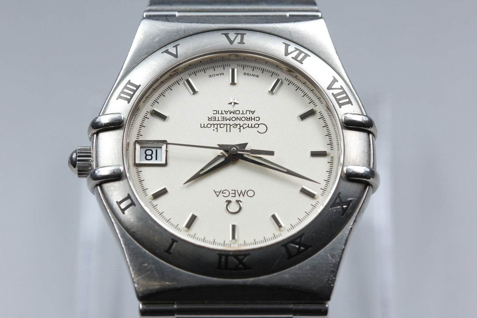 Vintage OMEGA Constellation 1502.3 Automatic White Date Men's Watch 35mm JAPAN