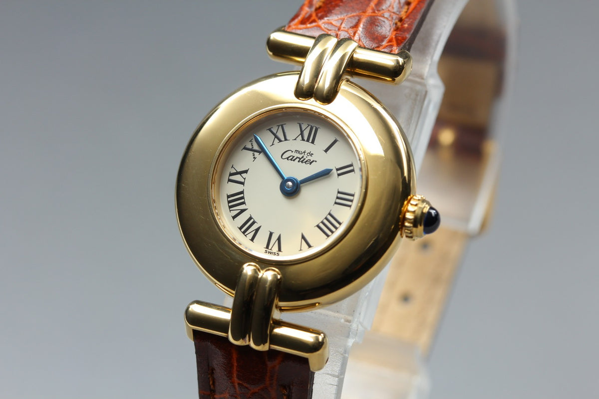 Cartier Must Colisee Vermeil 590002 Brown Gold Women's Quartz Watch Vintage