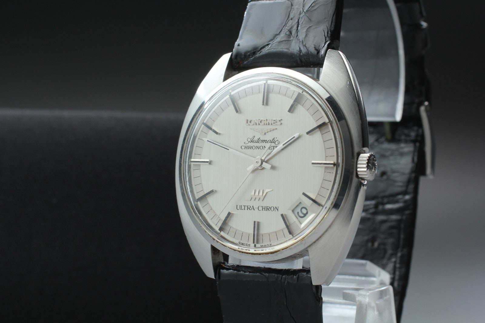 Vintage LONGINES ULTRA-CHRON Chronometer Date Silver Men's Watch 34mm Exc+5 JP