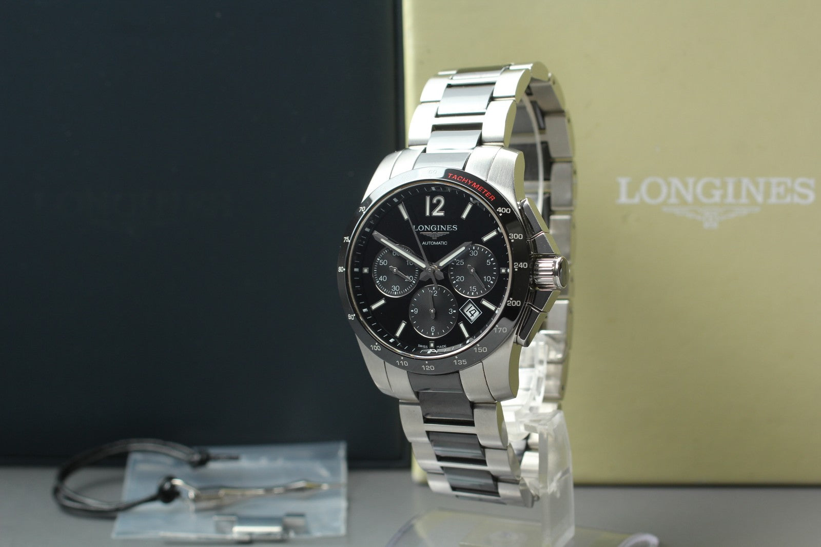 LONGINES Conquest L2.744.4 Black Automatic Date Men's Watch 41mm JAPAN Box