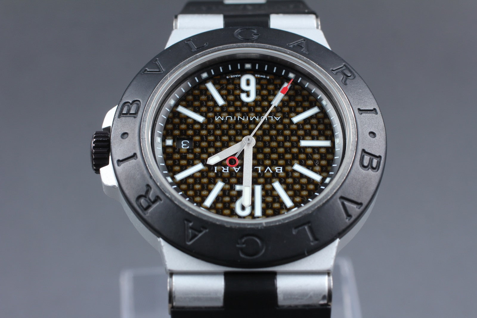BVLGARI Diagono AL44TA Black Dial Automatic Date Men's Watch 44mm JAPAN