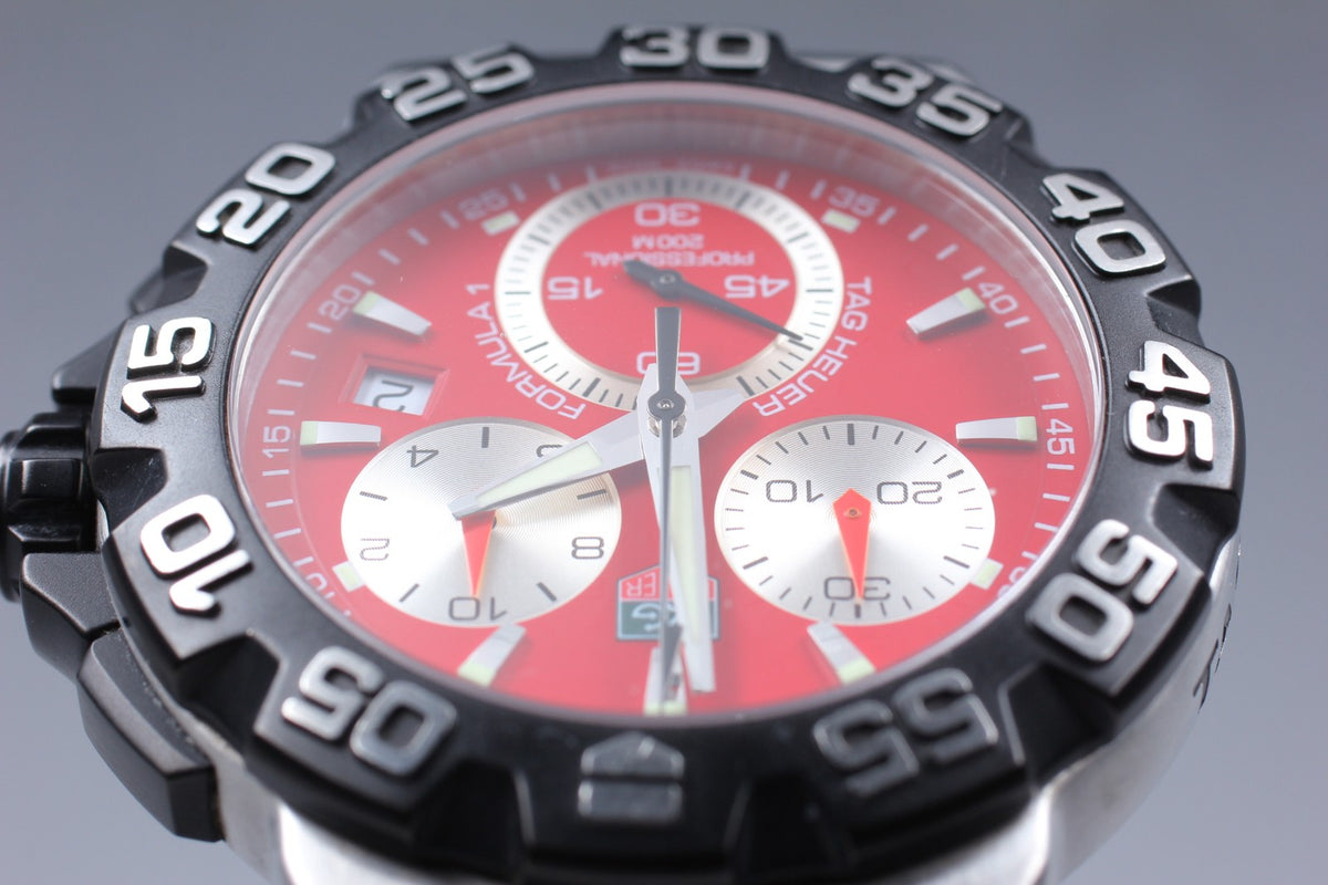 Used TAG Heuer Formula 1 CAH1112 Red Quartz Chronograph Men's Watch 42mm JAPAN