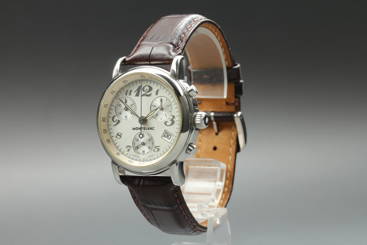 MONTBLANC Meisterstuck 7038 Chronograph Quartz Silver Men's Watch 35mm JAPAN