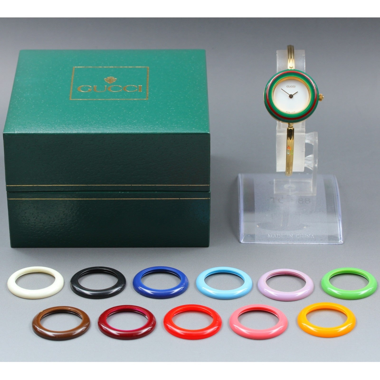 New Batt Vintage GUCCI Change Bezel 11/12.2 12Color Quartz Women's Watch 26mm JP