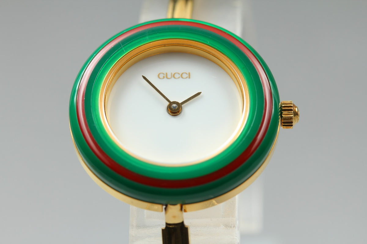 New Batt GUCCI Change Bezel 11/12.2 12Color Quartz Women's Watch w/Box JAPAN
