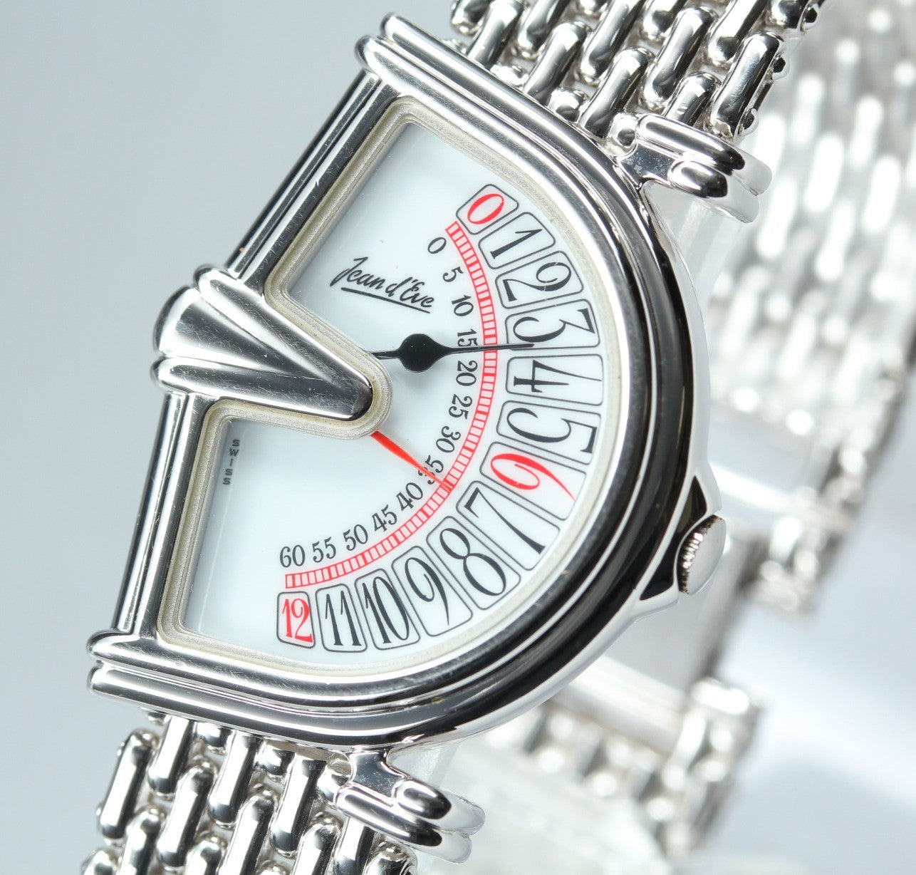 Vintage Jean d'eve Sectora 28mm White Dial Silver Bracelet Unisex Quartz Watch