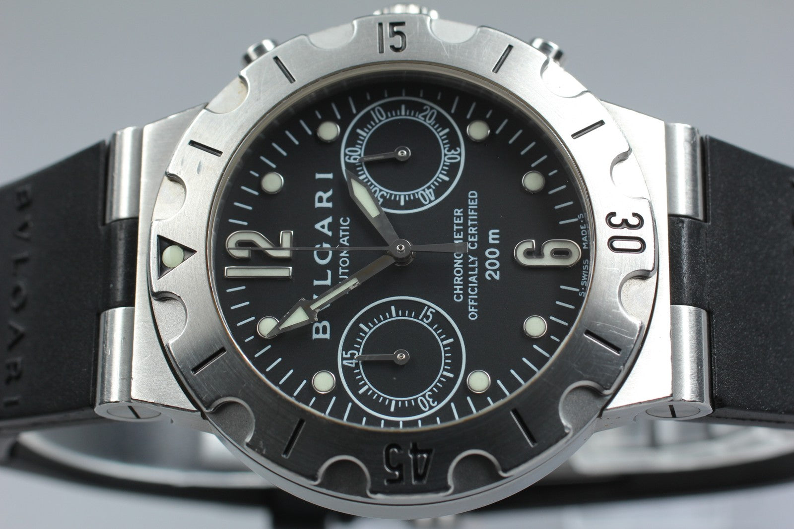 Exc+5* BVLGARI Diagono Scuba SCB38S Automatic Black Men's Watch 38mm From JAPAN