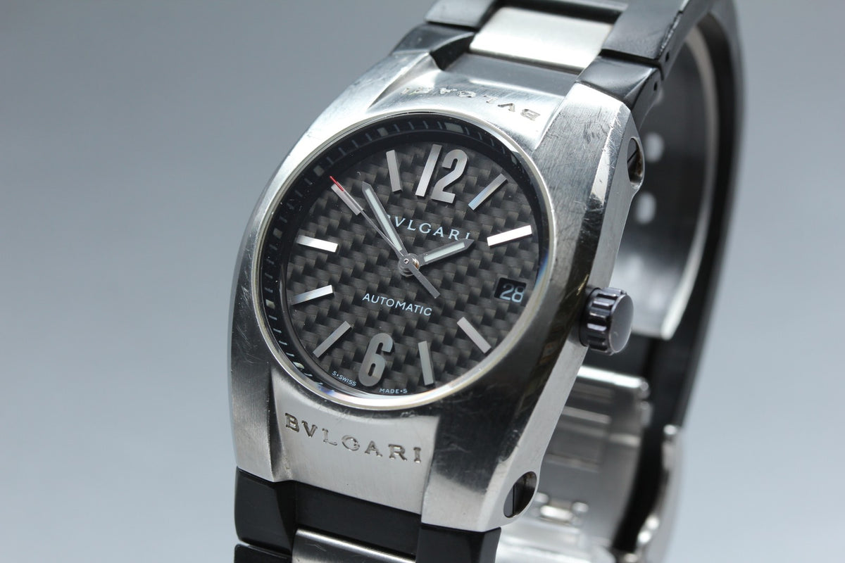 BVLGARI Ergon EG35S Black Dial Automatic Date Men's Watch 35mm JAPAN Exc+5
