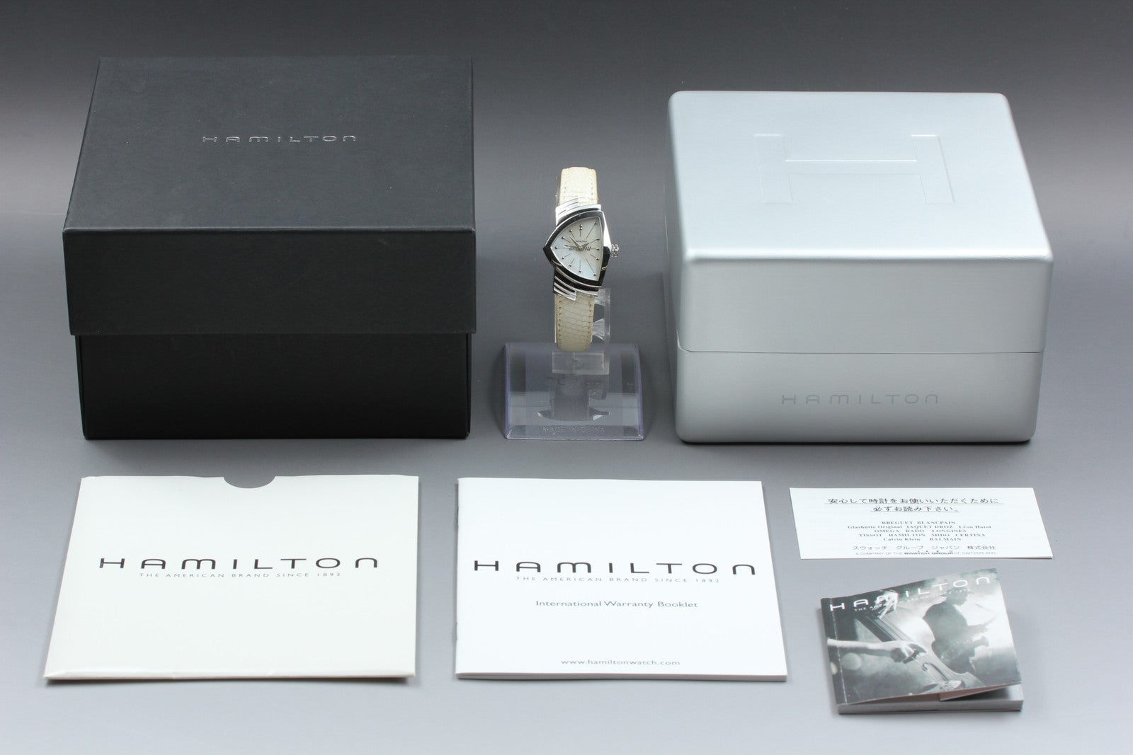 New Batt Hamilton Ventra H242111 Quartz Shell Dial Women's Watch 24mm JAPAN Box