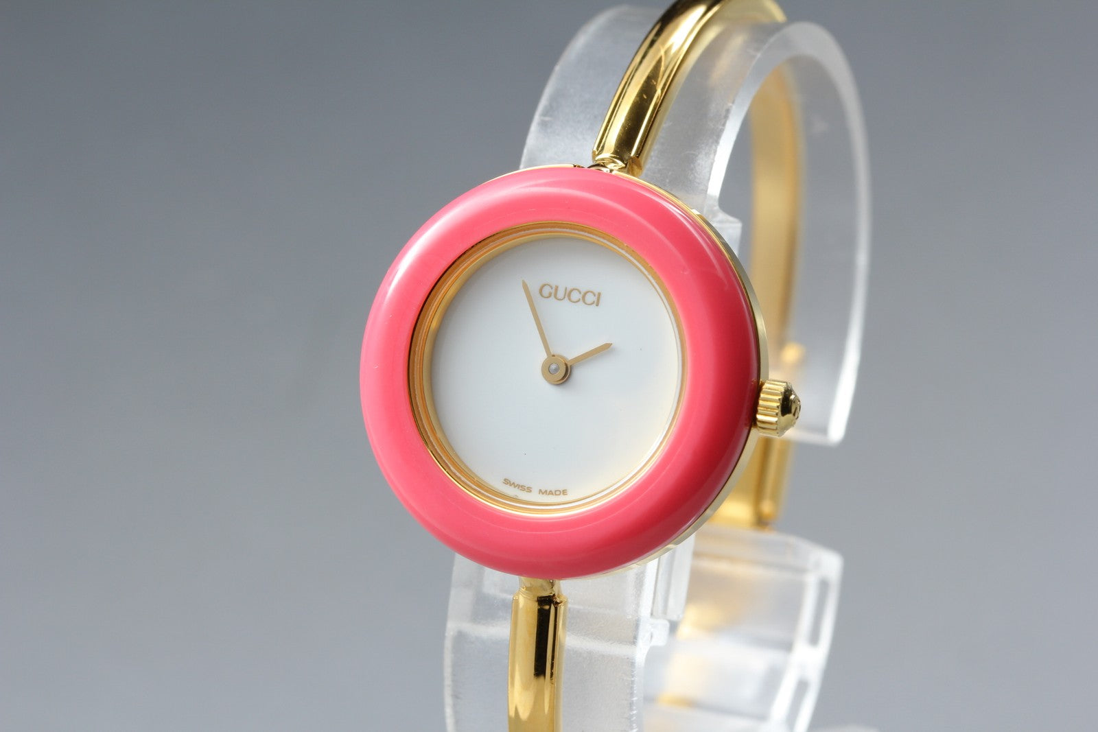 Vintage Gucci Change Bezel 11/12.2 Pink Bezel Gold Women's Quartz Watch