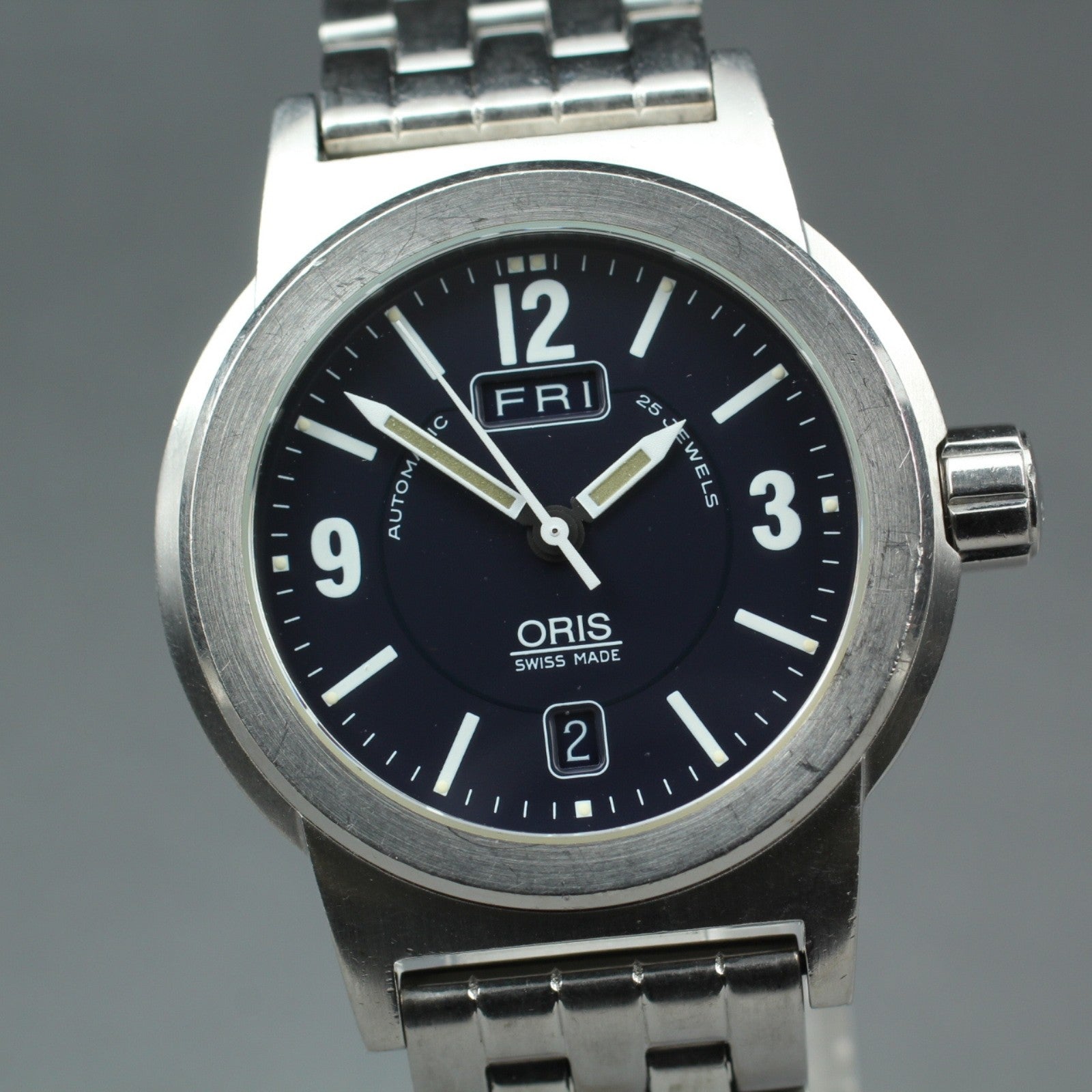 Vintage ORIS Big Crown 7500 Automatic Black Day/Date Boys Watch 40mm JAPAN