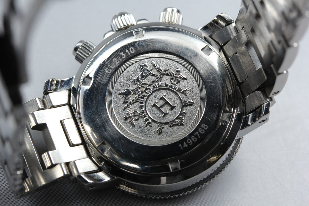 HERMES Clipper Diver Chronograph CL2.310 Quartz Black Women's Watch 33mm JAPAN