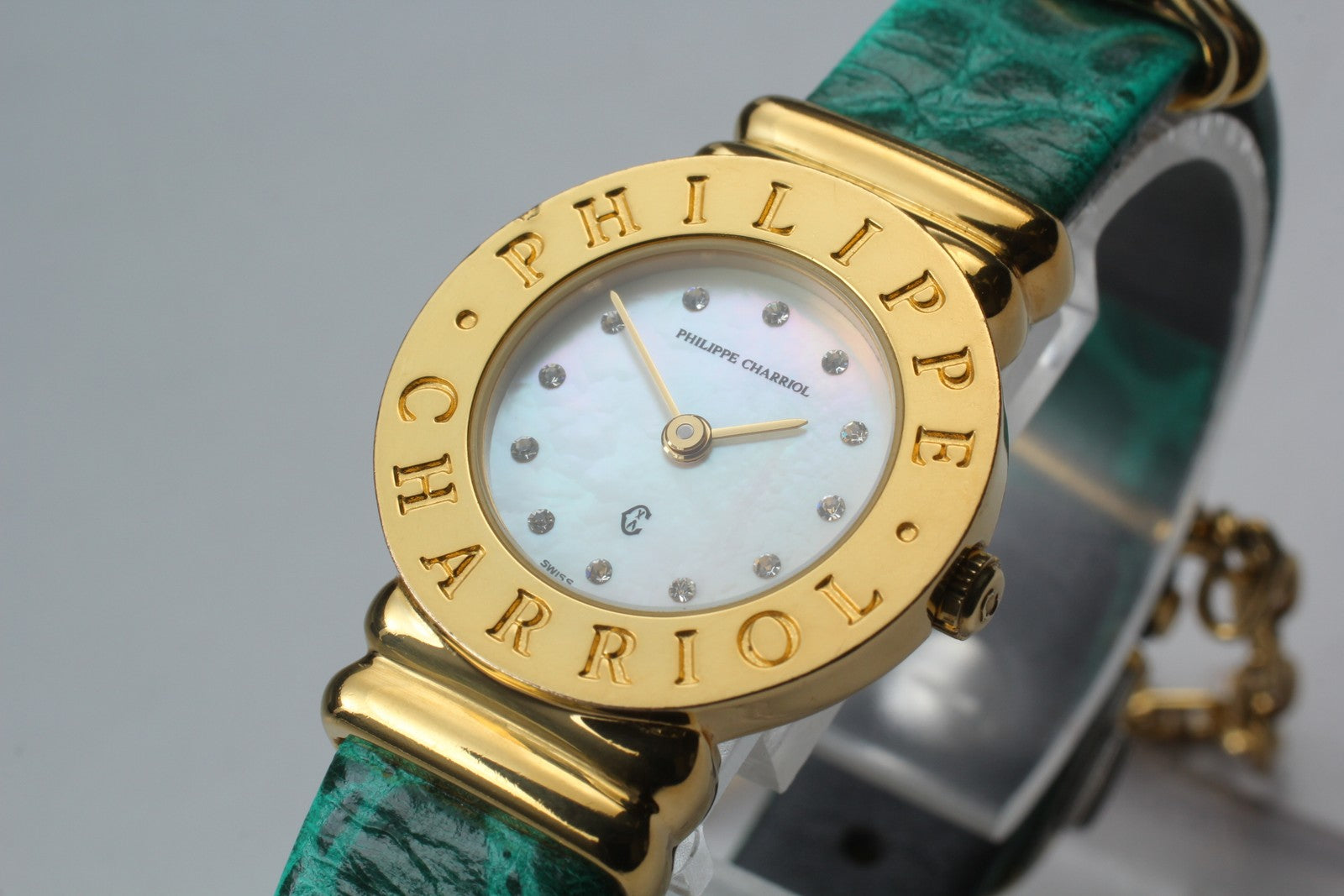 PHILIPPE CHARRIOL St.Tropez Gold Green 12 Stones 24mm Quartz Women's Watch