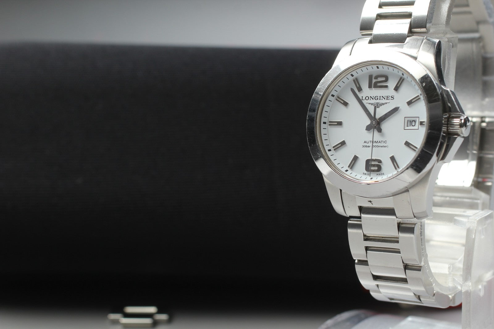 Exc+5* LONGINES Conquest L3.276.4 Date White Automatic Ladies Watch 30mm JAPAN