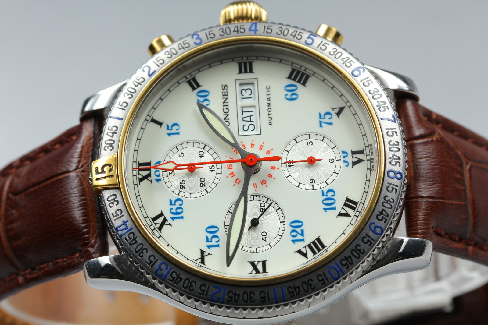 Longines Lindbergh Hour Angle Chronograph L2.618.5 41mm White Dial AT Mens Watch