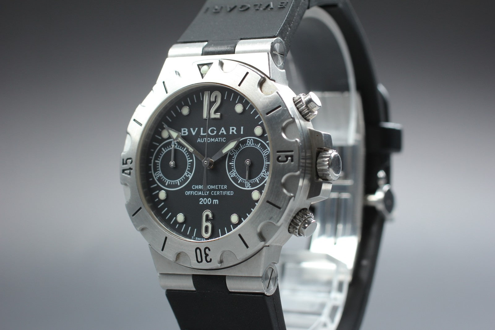 Exc+5* BVLGARI Diagono Scuba SCB38S Automatic Black Men's Watch 38mm From JAPAN