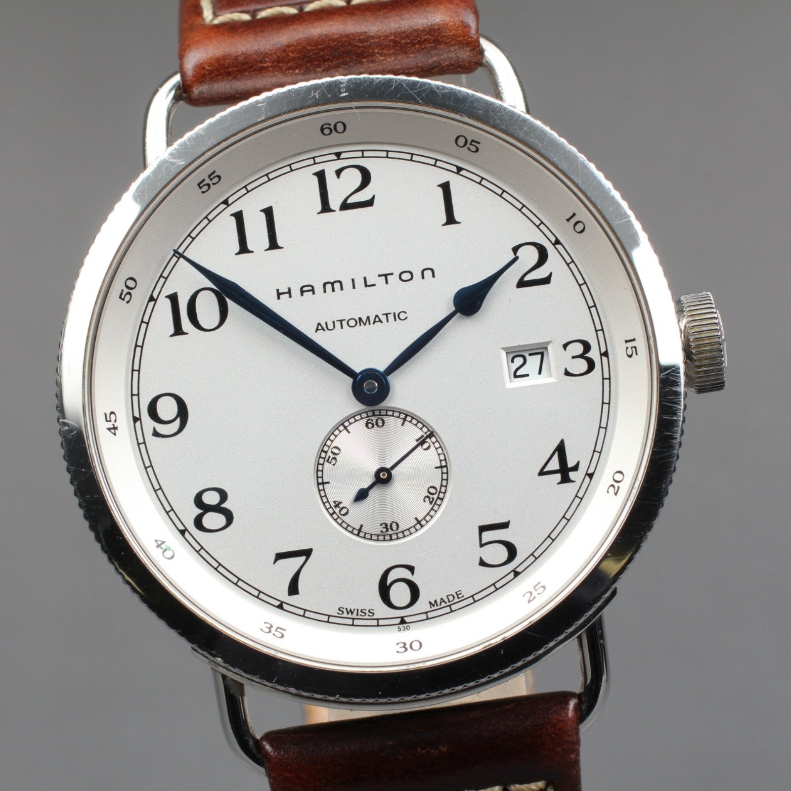 Exc+5* Hamilton H784650 Silver Stainless Steel Automatic Men's Watch 40mm JAPAN