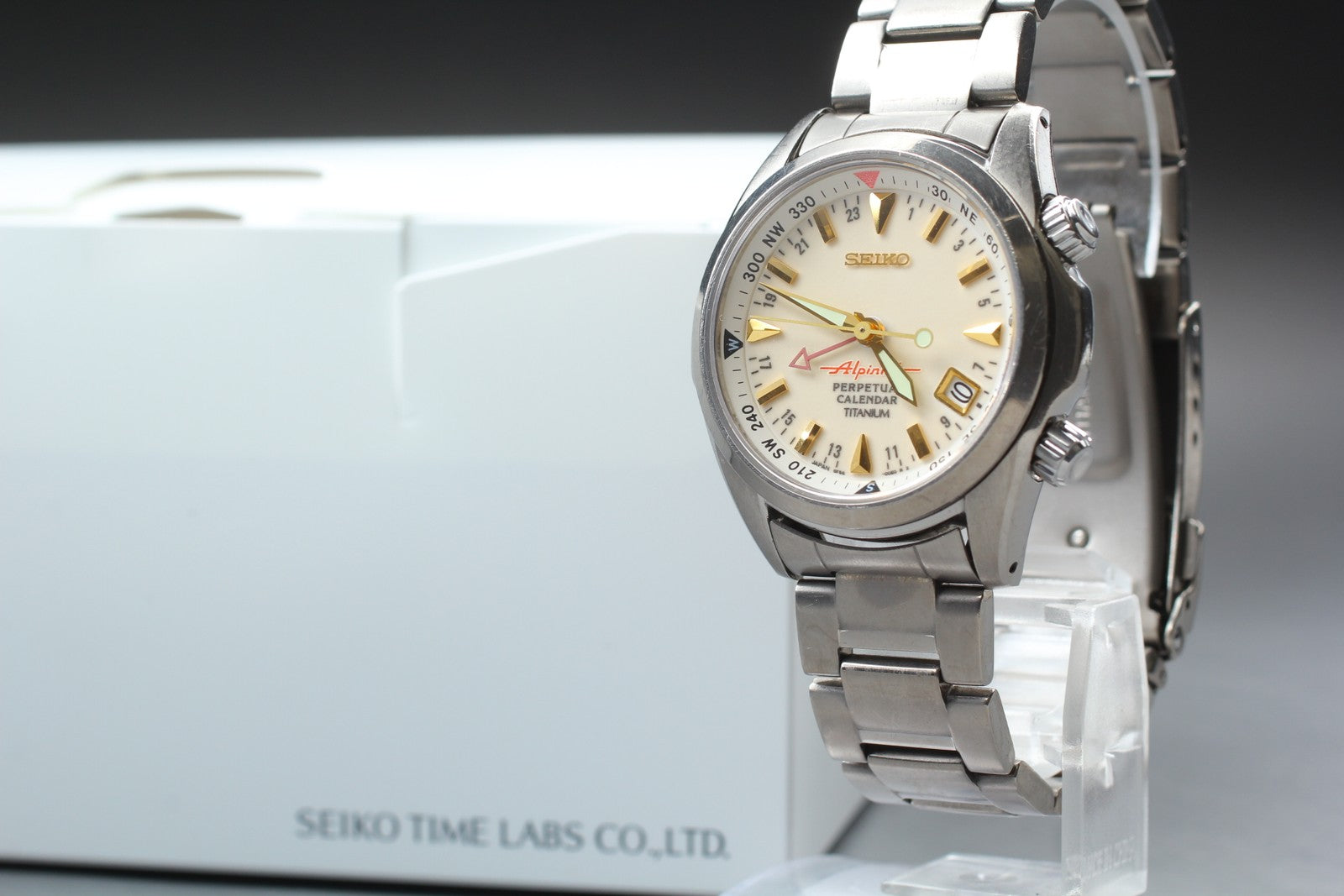 Overhauled SEIKO Alpinist 8F56-00D0 SBCJ021 Perpetual Titanium Men's Watch JAPAN