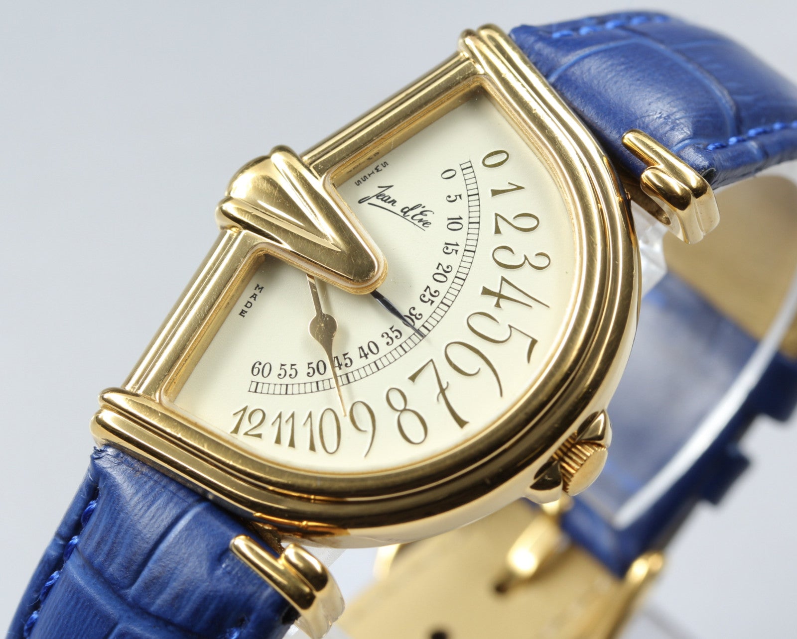 Vintage Jean d'eve Sectora Gold 30mm Blue Ivory Dial Unisex Quartz Watch